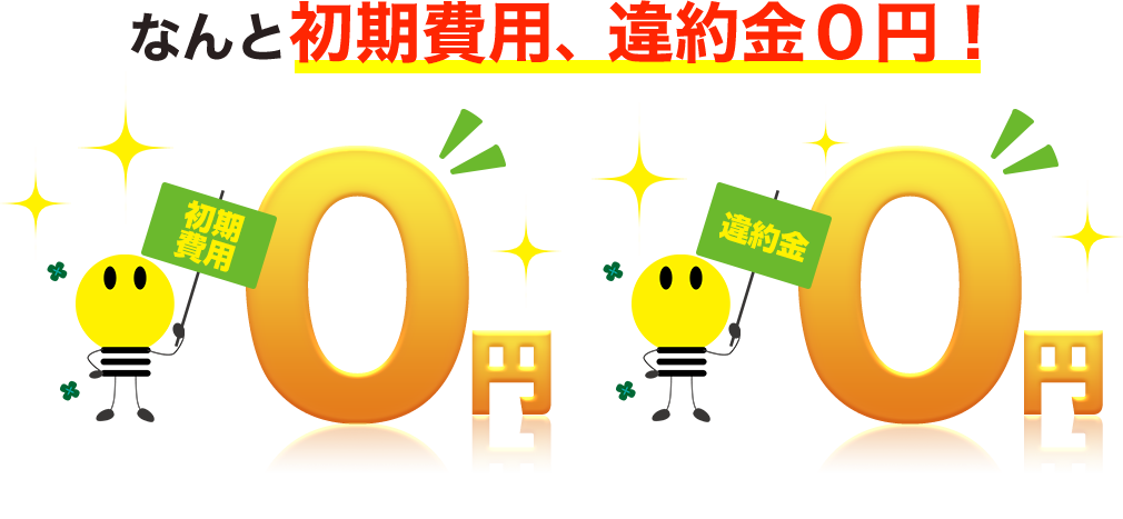 初期費用、解約手数料０円
